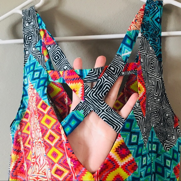 Amanda Uprichard 100% Silk Mixed Print Crisscross Back Tank - Picture 9 of 9